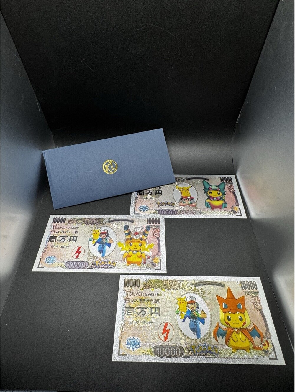 3 Different KL Silver .999999 Pokémon Go Silver Banknotes - Pikachu Anime